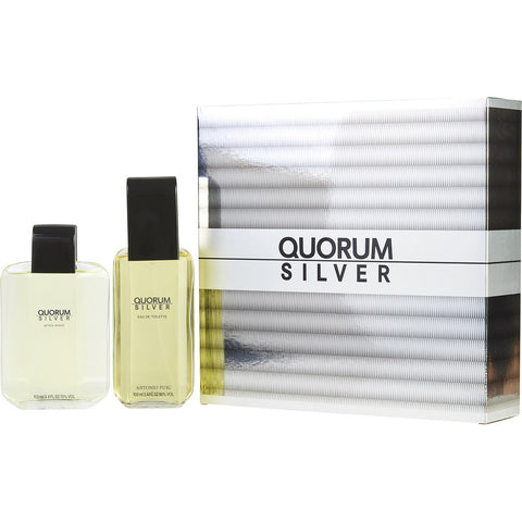 QUORUM SILVER by Antonio Puig EDT SPRAY 3.4 OZ & AFTERSHAVE 3.4 OZ
