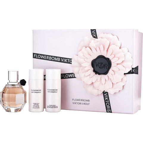 FLOWERBOMB by Viktor & Rolf EAU DE PARFUM SPRAY 1.7 OZ & BODY LOTION 1.7 OZ & SHOWER GEL 1.7 OZ