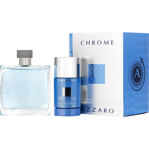 CHROME by Azzaro EDT SPRAY 3.4 OZ & DEODORANT STICK ALCOHOL FREE 2.7 OZ
