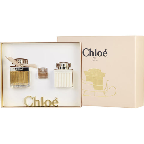 CHLOE by Chloe EAU DE PARFUM SPRAY 2.5 OZ & BODY LOTION 3.4 OZ & EAU DE PARFUM 0.17 OZ MINI