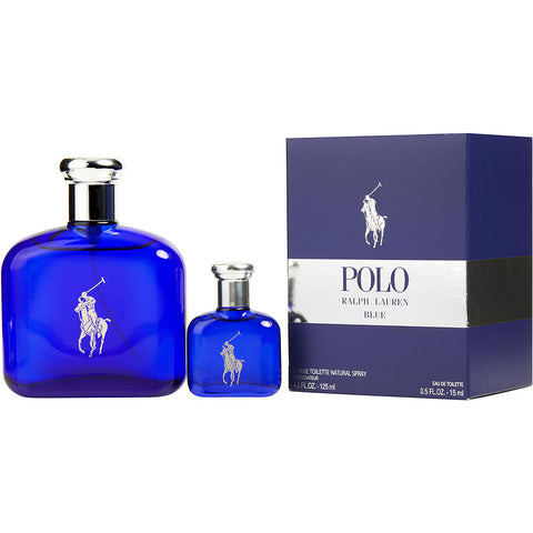 POLO BLUE by Ralph Lauren EDT SPRAY 4.2 OZ & EDT 0.5 OZ MINI