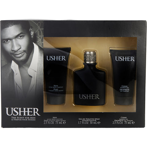 USHER by Usher EDT SPRAY 1.7 OZ & AFTERSHAVE SOOTHER 2.5 OZ & SHOWER GEL 2.5 OZ