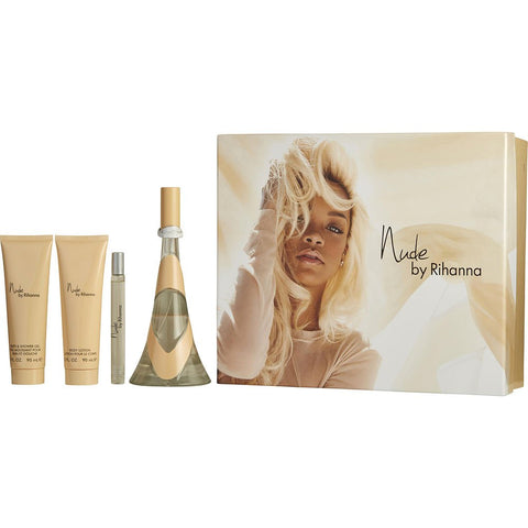 RIHANNA NUDE by Rihanna EAU DE PARFUM SPRAY 3.4 OZ & BODY LOTION 3 OZ & SHOWER GEL 3 OZ & EAU DE PARFUM SPRAY 0.34 OZ MINI