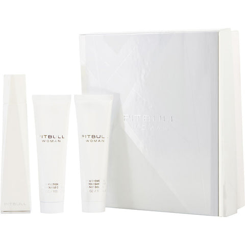 PITBULL WOMAN by Pitbull EAU DE PARFUM SPRAY 3.4 OZ & BODY LOTION 3.4 OZ & SHOWER GEL 3.4 OZ