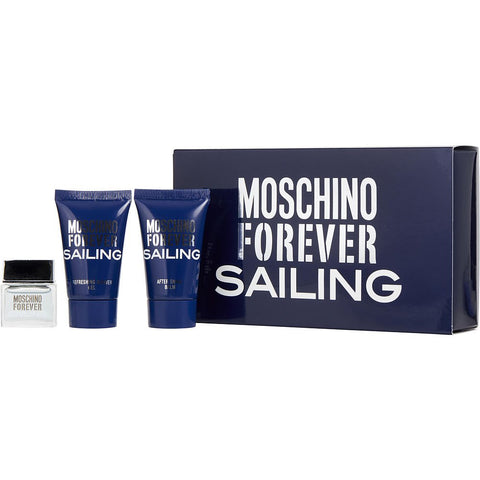 MOSCHINO FOREVER SAILING by Moschino EDT 0.12 OZ MINI & AFTERHAVE BALM 0.8 OZ & SHOWER GEL 0.8 OZ