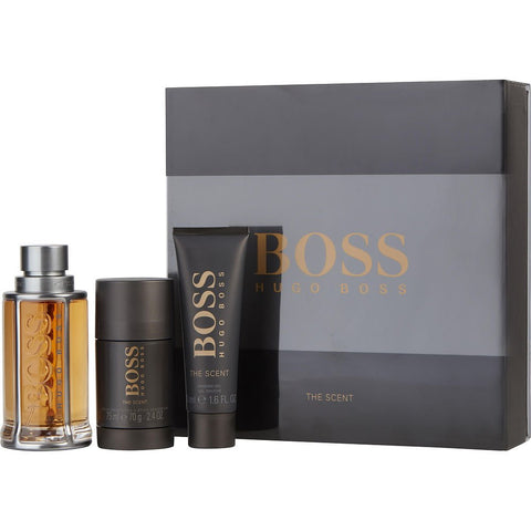 BOSS THE SCENT by Hugo Boss EDT SPRAY 3.3 OZ & DEODORANT STICK 2.4 OZ & SHOWER GEL 1.6 OZ