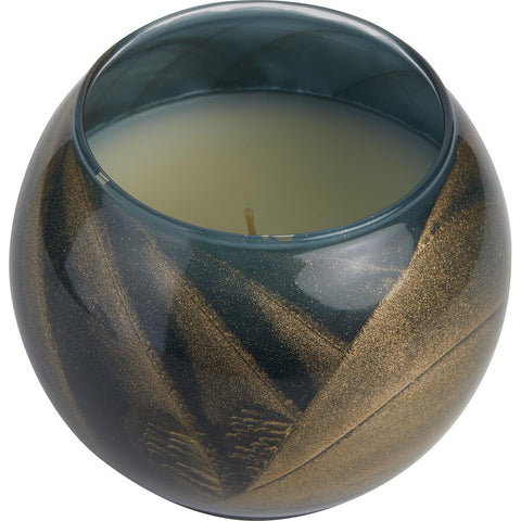 MIDNIGHT CANDLE GLOBE by THE INSIDE OF THIS 4 in POLISHED GLOBE IS PAINTED WITH WAX TO CREATE SWIRLS OF GOLD AND RICH HUES AND COMES IN A SATIN COVERED GIFT BOX. CANDLE IS FILLED WITH A TRANSLUCENT WAX AND SCENTED WITH MYSTERIA. BURNS APPROX. 50 HRS