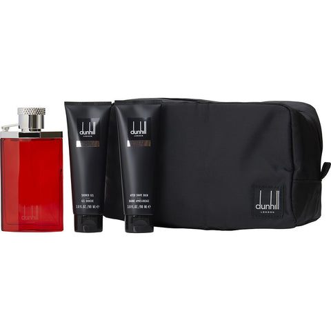 DESIRE by Alfred Dunhill EDT SPRAY 3.4 OZ & AFTERSHAVE BALM 3 OZ & SHOWER GEL 3 OZ & TOILETRY BAG