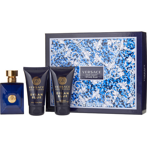 VERSACE DYLAN BLUE by Gianni Versace EDT SPRAY 1.7 OZ & AFTER SHAVE BALM 1.7 OZ & SHOWER GEL 1.7 OZ