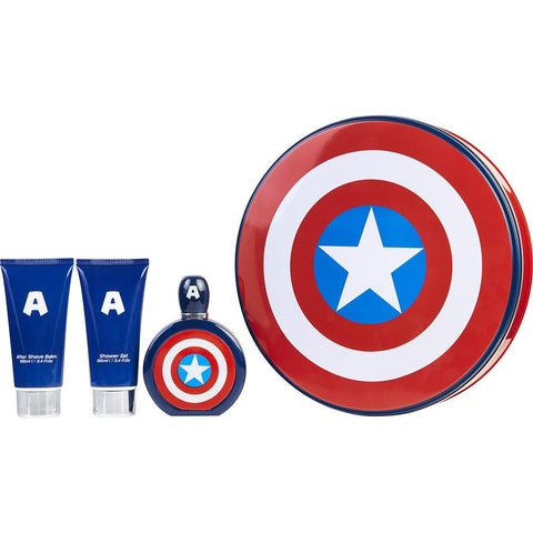 CAPTAIN AMERICA by Marvel EDT SPRAY 3.4 OZ & AFTERSHAVE BALM 3.4 OZ & SHOWER GEL 3.4 OZ