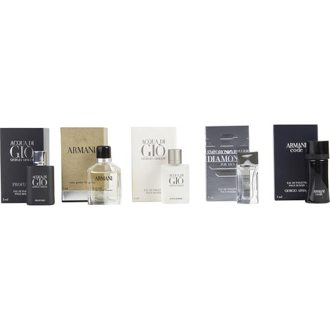 GIORGIO ARMANI VARIETY by Giorgio Armani 5 PIECE MENS VARIETY WITH ARMANI CODE & ARMANI NEW & ACQUA DI GIO & ACQUA DI GIO PROFUMO & EMPORIO ARMANI DIAMONDS AND ALL ARE MINIS