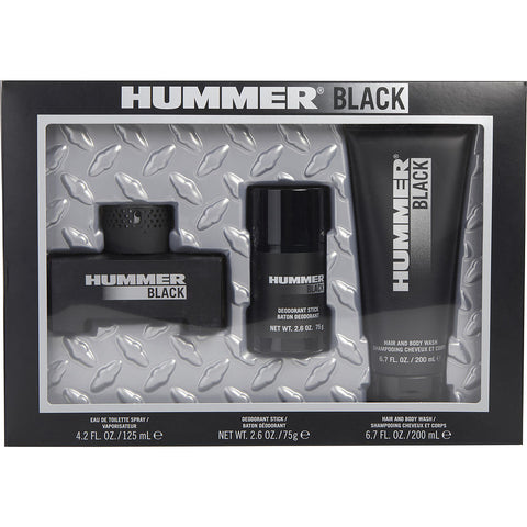 HUMMER BLACK by Hummer EDT SPRAY 4.2 OZ & HAIR AND BODY WASH 6.7 OZ & DEODORANT STICK 2.6 OZ