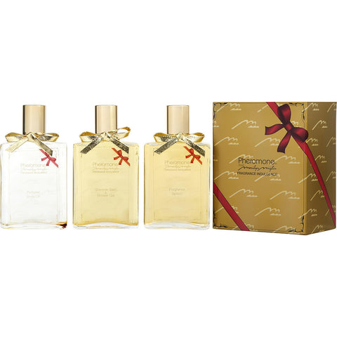 PHEROMONE by Marilyn Miglin ALL OVER FRAGRANCE SPLASH 4 OZ & PERFUME OIL 4 OZ & SHIMMER SHOWER GEL 4 OZ