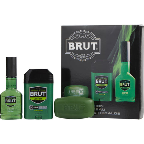 BRUT by Faberge AFTER SHAVE COLOGNE SPRAY 3 OZ & DEODORANT STICK 2.25 OZ & SOAP 3.0 OZ