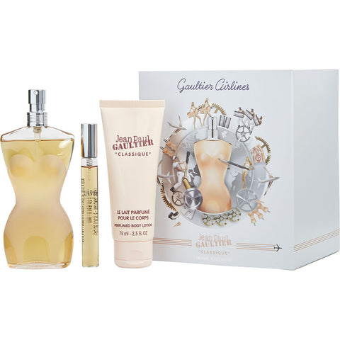JEAN PAUL GAULTIER by Jean Paul Gaultier EDT SPRAY 3.4 OZ & BODY LOTION 2.5 OZ & EDT SPRAY 0.34 OZ MINI (TRAVEL OFFER)