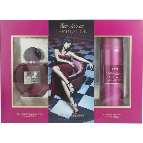 HER SECRET TEMPTATION by Antonio Banderas EDT SPRAY 2.7 OZ & DEODORANT SPRAY 5.1 OZ