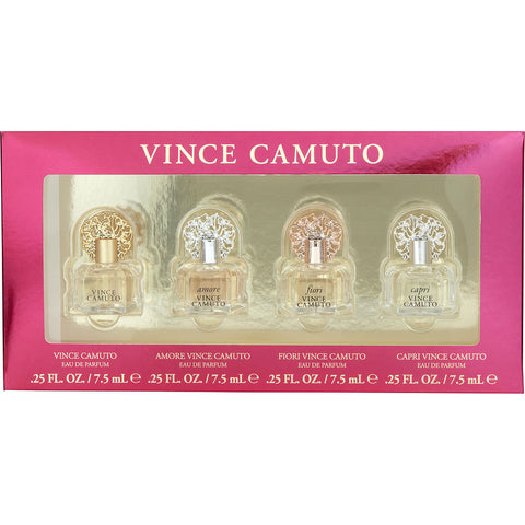 VINCE CAMUTO VARIETY by Vince Camuto 4 PIECE WOMENS VARIETY WITH AMORE & FIORI & VINCE CAMUTO CAPRI & VINCE CAMUTO AND ALL ARE EAU DE PARUM 0.25 OZ MINIS
