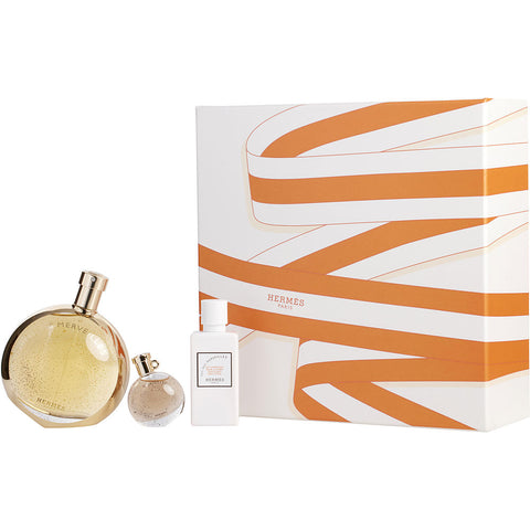 L'AMBRE DES MERVEILLES by Hermes EAU DE PARFUM SPRAY 3.3 OZ & BODY LOTION 1.4 OZ & EAU DE PARFUM 0.25 OZ MINI