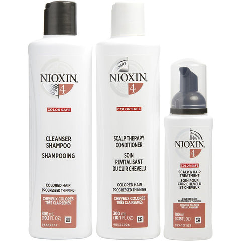 NIOXIN by Nioxin SET-3 PIECE MAINTENANCE KIT SYSTEM 4 WITH CLEANSER 10.1 OZ & SCALP THERAPY 10.1 OZ & SCALP TREATMENT 3.38 OZ
