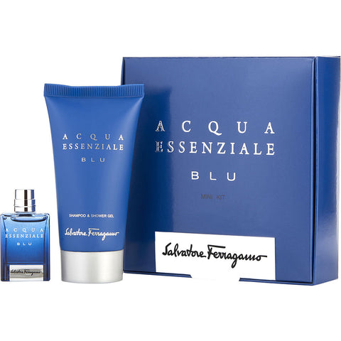 ACQUA ESSENZIALE BLU by Salvatore Ferragamo SET -EDT 0.17 OZ MINI & SHOWER GEL 1.7 OZ