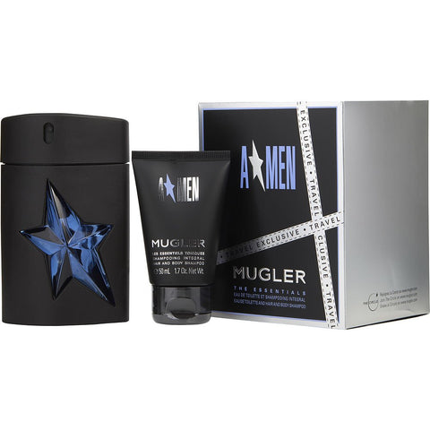 ANGEL by Thierry Mugler EDT SPRAY REFILLABLE RUBBER BOTTLE 3.4 OZ & HAIR AND BODY SHAMPOO (TRAVEL OFFER) 1.7 OZ
