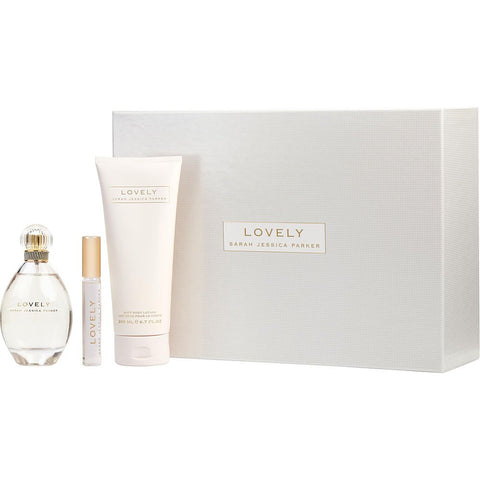 LOVELY SARAH JESSICA PARKER by Sarah Jessica Parker EAU DE PARFUM SPRAY 3.4 OZ & BODY LOTION 6.7 OZ & EAU DE PARFUM ROLLERBALL 0.34 OZ MINI