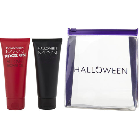 HALLOWEEN VARIETY by Jesus del Pozo 2 PIECE VARIETY WITH HALLOWEEN & HALLOWEEN ROCK ON AND BOTH ARE SHOWER GEL 3.4 OZ & VANITY CASE (U)