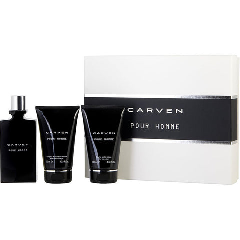CARVEN POUR HOMME by Carven EDT SPRAY 3.3 OZ & AFTERSHAVE BALM 3.3 OZ & SHOWER GEL 3.3 OZ