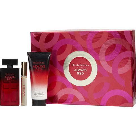 ALWAYS RED by Elizabeth Arden EDT SPRAY 1.7 OZ & RED DROPS SOUFFLE 3.3 OZ & EDT ROLLERBALL 0.33 OZ