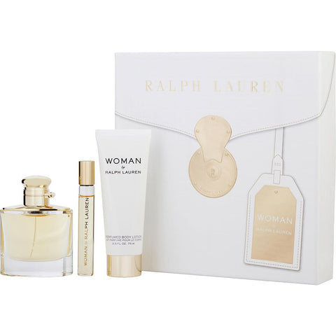 RALPH LAUREN WOMAN by Ralph Lauren EAU DE PARFUM SPRAY 1.7 OZ & BODY LOTION 2.5 OZ & EAU DE PARFUM ROLLERBALL 0.33 OZ MINI