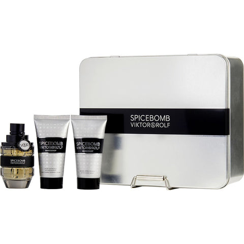 SPICEBOMB by Viktor & Rolf EDT SPRAY 1.7 OZ & AFTERSHAVE BALM 1.7 OZ & NON-FOAMING SHAVE CREAM 1.7 OZ