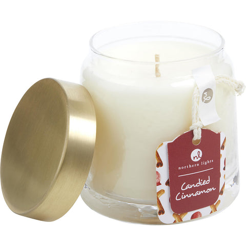 CANDIED CINNAMON by SCENTED SOY GLASS CANDLE 10 OZ. COMBINES SUGAR COATED CINAMMON