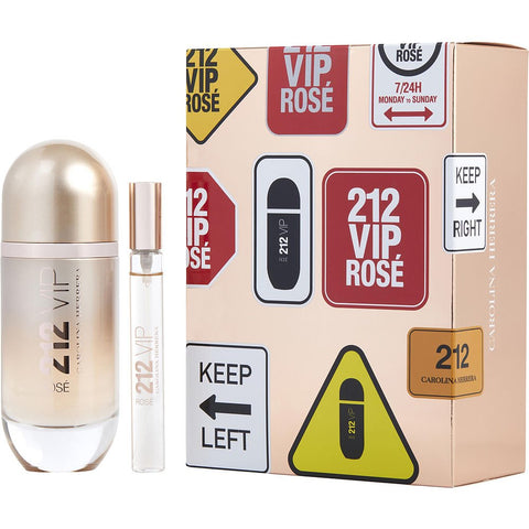 212 VIP ROSE by Carolina Herrera EAU DE PARFUM SPRAY 2.7 OZ & EAU DE PARFUM SPRAY 0.3 MINI (TRAVEL OFFER)