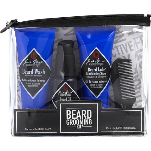 Jack Black by Jack Black Beard Grooming Kit: Beard Wash 1.5 oz + Beard Lube Conditioning Shave 1.5 oz + Beard Oil 1 oz + Beard Comb 4 pcs