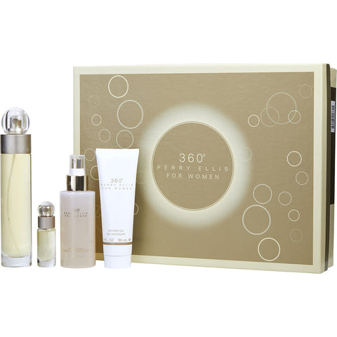 PERRY ELLIS 360 by Perry Ellis EDT SPRAY 3.4 OZ & BODY MIST 4 OZ & SHOWER GEL 3 OZ & EDT SPRAY 0.25 OZ MINI