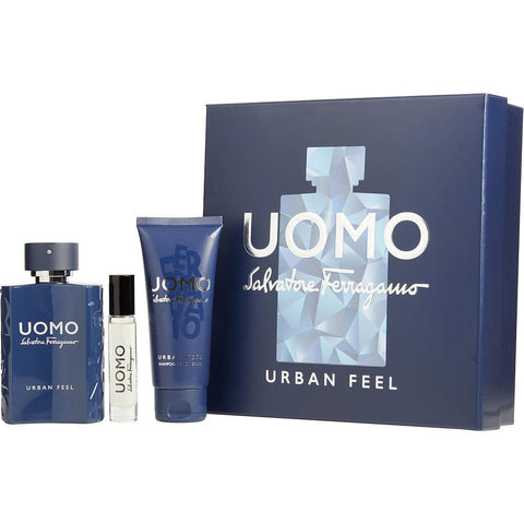 SALVATORE FERRAGAMO UOMO URBAN FEEL by Salvatore Ferragamo EDT SPRAY 3.4 OZ & SHOWER GEL 3.4 OZ & EDT SPRAY 0.34 OZ MINI