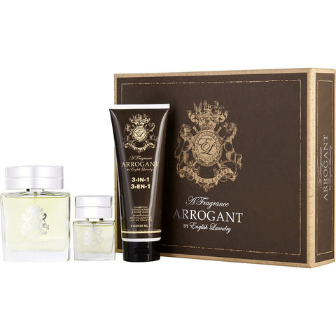 ARROGANT by English Laundry EDT SPRAY 3.4 OZ & 3-IN-1 BODY WASH 8 OZ & EDT SPRAY 0.68 OZ