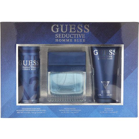 GUESS SEDUCTIVE HOMME BLUE by Guess EDT SPRAY 3.4 OZ & BODY SPRAY 6 OZ & SHOWER GEL 6.7 OZ