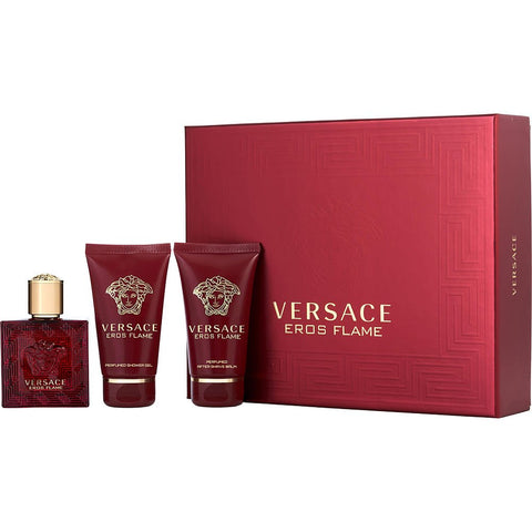 VERSACE EROS FLAME by Gianni Versace EAU DE PARFUM SPRAY 1.7 OZ & AFTERSHAVE BALM 1.7 OZ & SHOWER GEL 1.7 OZ