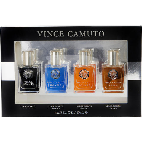 VINCE CAMUTO VARIETY by Vince Camuto 4 PIECE MENS VARIETY WITH MAN & HOMME & TERRA & SOLARE AND ALL ARE EDT 0.5 OZ MINIS