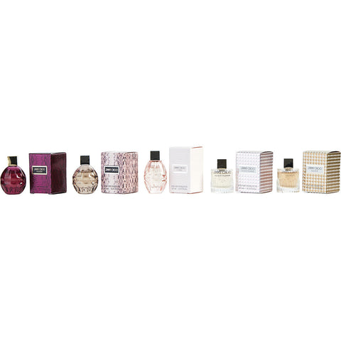 JIMMY CHOO VARIETY by Jimmy Choo 5 PIECE VARIETY WITH JIMMY CHOO EDP & FEVER EDP & L'EAU EDT & ILLICIT EDP & ILLICIT FLOWER EDT AND ALL ARE 0.15 OZ MINI