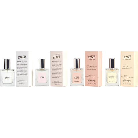 PHILOSOPHY VARIETY by Philosophy 4 PIECE VARIETY WITH AMAZING GRACE & AMAZING GRACE BALLET ROSE & PURE GRACE & PURE GRACE NUDE ROSE ALL ARE EDT SPRAY 0.5 OZ