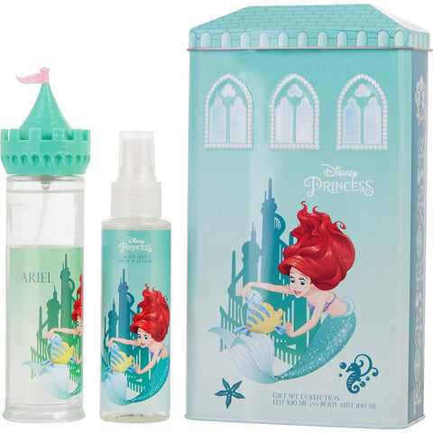 LITTLE MERMAID by Disney EDT SPRAY 3.4 OZ (CASTLE PACKAGING) & BODY MIST 3.4 OZ & CASTLE COIN BANK
