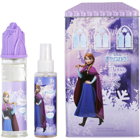 FROZEN DISNEY ANNA by Disney EDT SPRAY 3.4 OZ (CASTLE PACKAGING) & BODY MIST 3.4 OZ & CASTLE COIN BANK