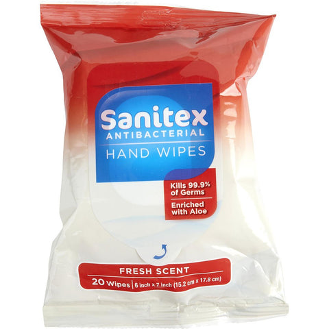 SANITEX by ANTIBACTERIAL HAND WIPES FRESH SCENT 20CT
