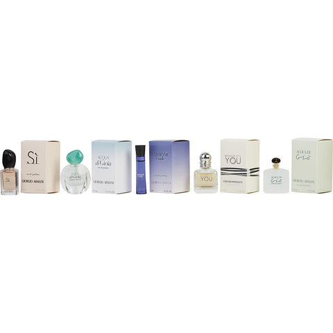 GIORGIO ARMANI VARIETY by Giorgio Armani 5 PIECE WOMENS VARIETY WITH ARMANI CODE & ACQUA DI GIO & ARMANI SI & ACQUA DI GIOIA & EMPORIO ARMANI BECAUSE IT'S YOU AND ALL ARE MINIS