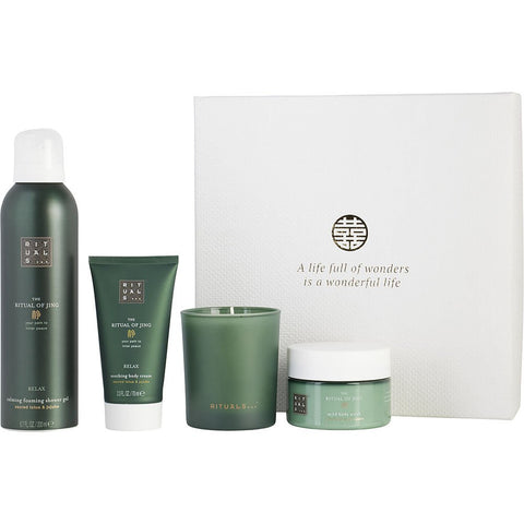 Rituals by Rituals The Ritual of Jing Set: Foaming Shower Gel 6.7oz + Body Scrub 4.2oz + Body Cream 2.3oz + Scented Candle 5.1oz