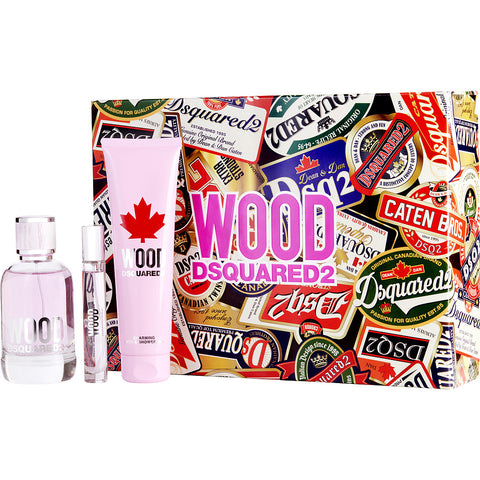 DSQUARED2 WOOD by Dsquared2 EDT SPRAY 3.4 OZ & BATH AND SHOWER GEL 5 OZ & EDT SPRAY 0.34 OZ MINI