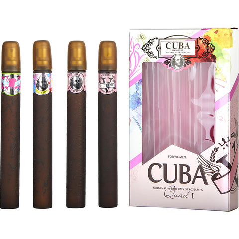 CUBA VARIETY by Cuba 4 PIECE QUAD LADY WITH CUBA HEARTBREAKER & LA VIDA & VICTORY & VIP AND ALL ARE EDP SPRAY 1.17 OZ