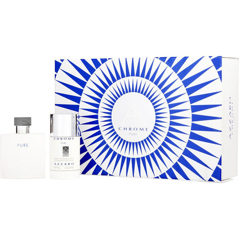 CHROME PURE by Azzaro EDT SPRAY 1.7 OZ & DEODORANT STICK ALCOHOL FREE 2.6 OZ